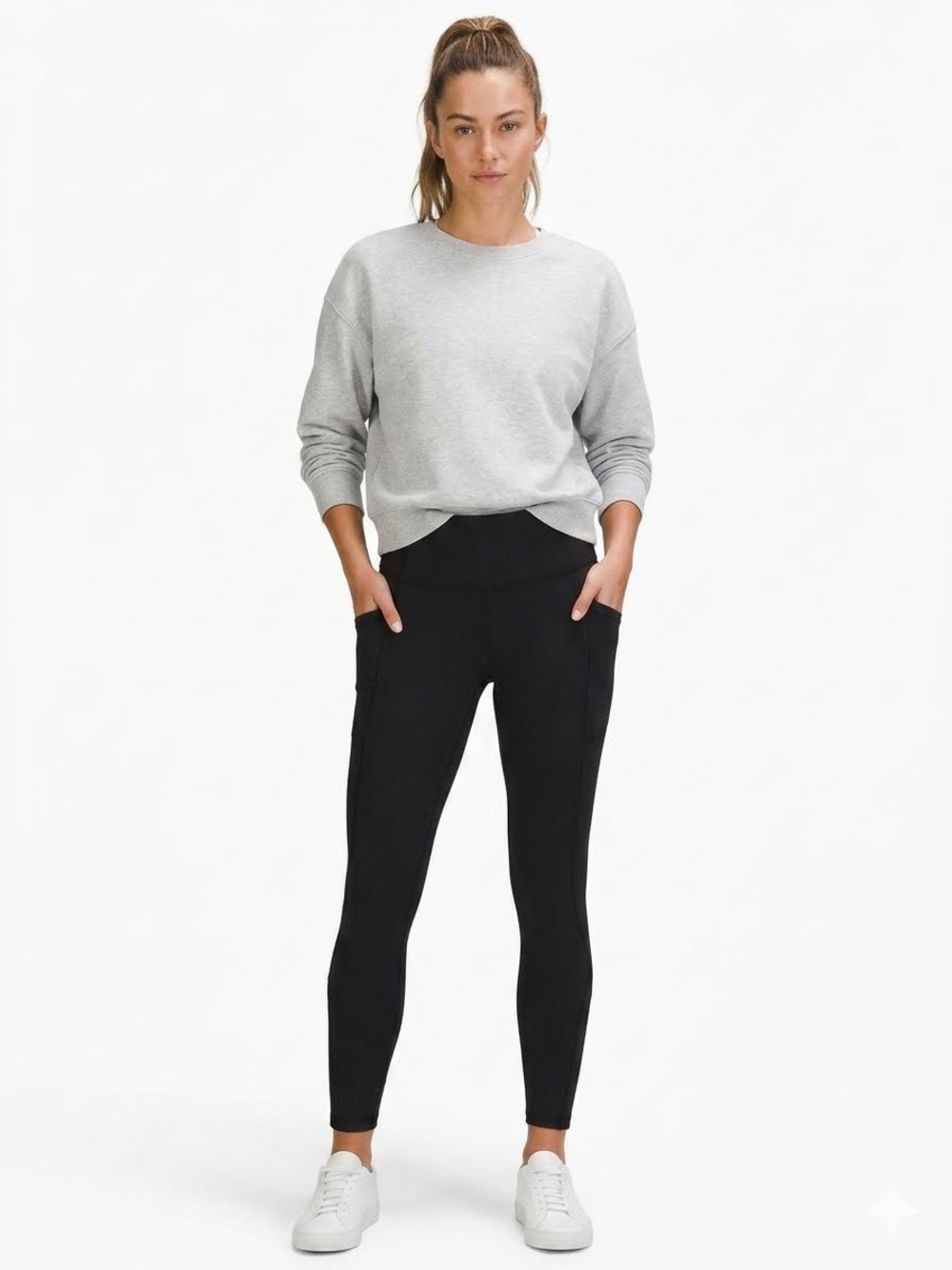 DSG Black High-Waist Fitted Athletic Leggings with Side Pockets Size S